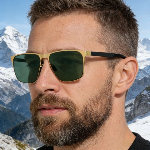 Polarized Square Sunglasses Nylon Lenses Metal Plastic Frame UV400 Outdoor Driving Men