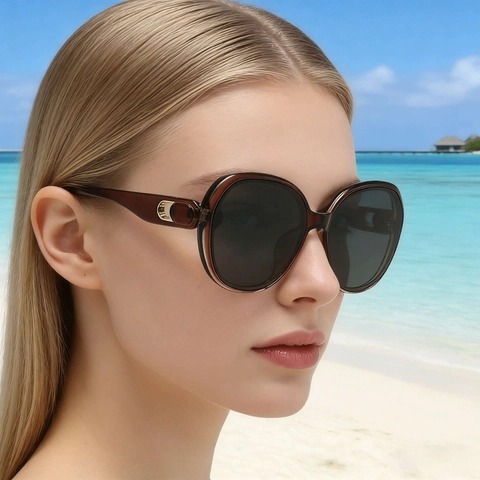 Women Square Sunglasses Large Frame Nylon Lenses Polarized UV Protection TR90 Metal Frame Fashion Trendy Eyewear