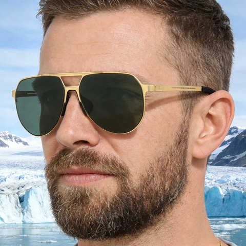 Lunettes De Soleil Aviateur Polarisées Homme Lentilles Nylon Monture Métallique Double Pont Rétro Protection UV Extérieur