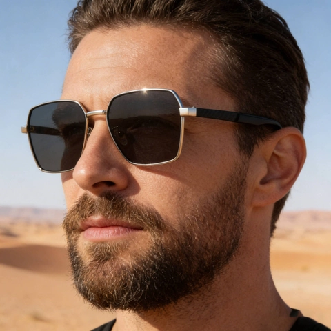 Men Square Frame Polarized Sunglasses TAC Lens TR90 Metal Frame UV400 For Driving Travel Outdoor