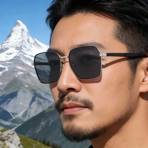 Men Square Frame Polarized Sunglasses TAC Lens TR90 Metal Frame UV400 For Driving Travel Outdoor