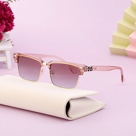 Gafas de Sol Cuadradas Vintage de Media Montura Mujer PC Metal UV400 Lentes Degradadas Moda Outdoor Street Wear
