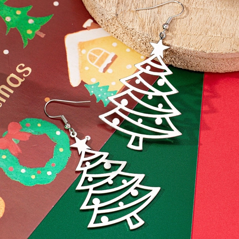 Holle Kerstboom Druppeloorbellen Legering Metaal Ster Ontwerp Feestdagen Sieraden Accessoire Voor Dames