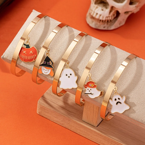 Halloween Open Armband Legering Emaille Bedel Pompoen Heks Spook Feest Sieraden Voor Vrouwen Vakantie Cadeau Accessoire