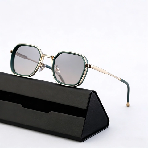 Lunettes De Soleil Géométriques Carrées Monture Métallique Protection UV400 Verres Dégradés Mode Homme Plein Air Travail
