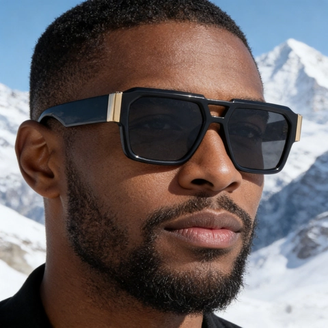 Hommes Mode Carré Grand Cadre Lunettes De Soleil PC UV400 Protection Extérieur Conduite Double Pont