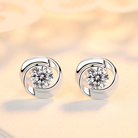 Pendientes De Botón Zircón Lujo Con Poste De Plata Ley 925 Cobre Diseños Flores Corazón Concha Joyería Para Mujer