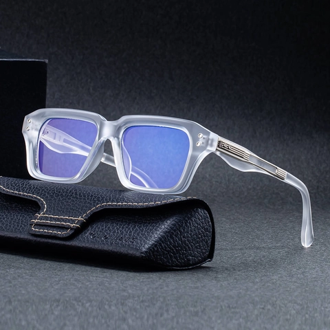 Square Photochromic Sunglasses Men Retro Fashion Metal Plastic Frame UV400 Protection Outdoor Driving Eyewear