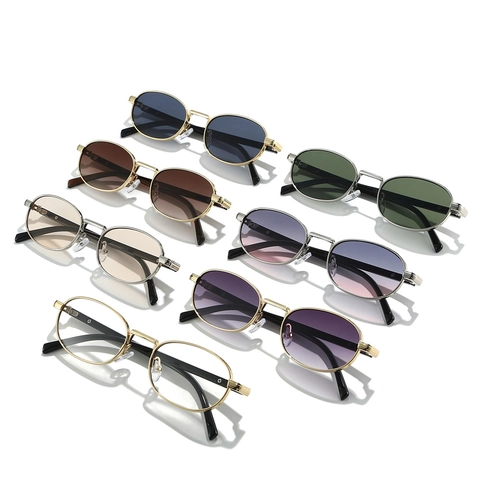 Vintage Ovale Sonnenbrille Metallrahmen Verlaufsgläser PC-Linsen Luxus Mode Retro Brillen Für Damen Und Herren