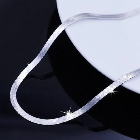 Collar De Cadena De Espiga Plana De Acero Inoxidable Minimalista Eslabón De Serpiente Pulido Unisex Joyería Elegante