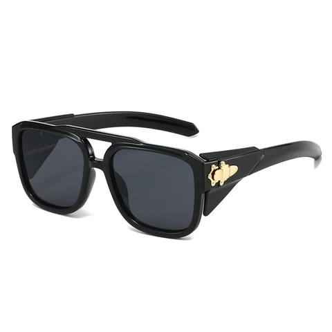 Fashion Square Sunglasses Double Bridge Retro PC Frame Metal Decor UV400 Protection For Men And Women