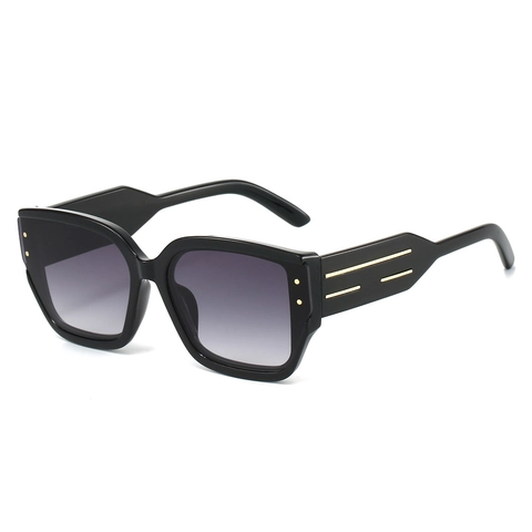 Fashion Oversized Square Sunglasses UV400 Protection Retro PC Frame With Metal Stripe Decoration For Women Men