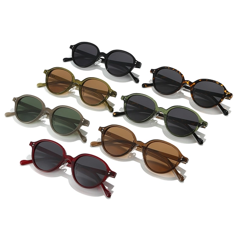 Retro Oval Sunglasses For Women Men TR90 Frame Polarized TAC Lens UV400 Protection Vintage Rivet Small Face Sun Glasses