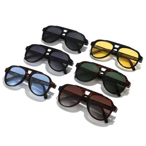 Retro Gepolariseerde Aviator Zonnebril UV400 Bescherming PC Frame Grote Dubbele Brug Mode Voor Heren Dames