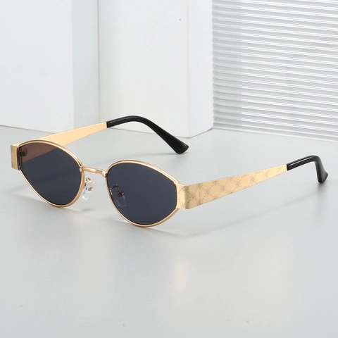 Lunettes De Soleil Ovales Vintage Monture Métal Branches Gaufrées Roses Protection UV400 Mode Rétro Unisexe