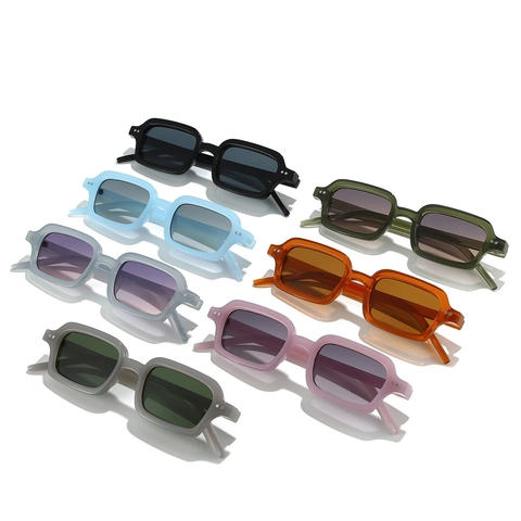 Retro Square Sunglasses Rectangle UV400 Protection Plastic Frame Rivet Decor Vintage Ins Style Eyewear For Women Men