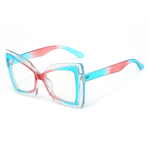 Occhiali Occhio Di Gatto Oversize Donna PC Montura Farfalla Anti Luce Blu Glitter Sfumato Moda Decorativa