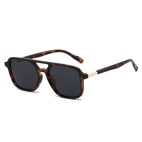 Polarized Sunglasses For Men Women Retro Double Bridge Square PC Frame UV400 TAC Lens Driving Fishing Outdoor Eyewear