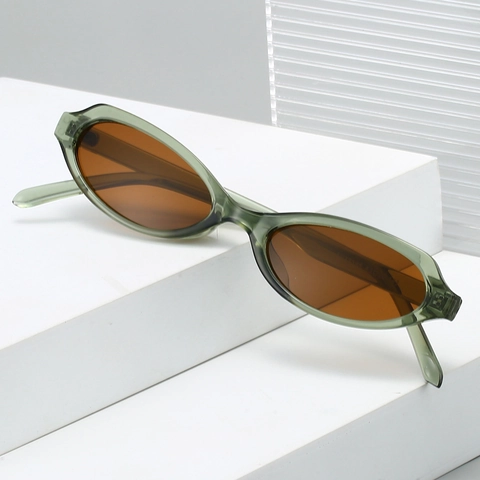 Lunettes De Soleil Rétro À Petit Cadre Ovale Protection UV400 Cadre PC Lentille AC Mode Style Ins Pour Femmes
