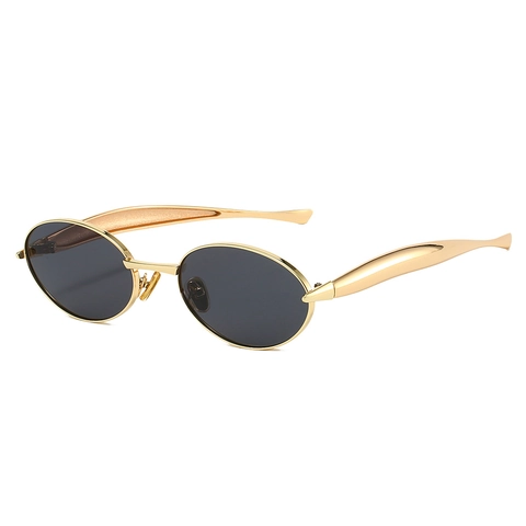 Retro Oval Sunglasses Metal Frame UV400 Protection Vintage Minimalist Small Frame Eyewear