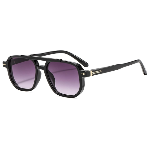 Gafas De Sol Aviador Retro Puente Doble Protección UV400 Lentes PC Degradado Con Decoración De Flecha De Metal