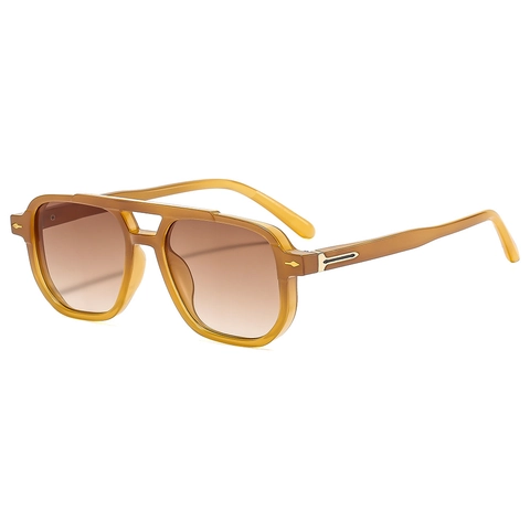Retro Square Double Beam Sunglasses PC Frame Gradient Lens UV400 Protection Fashion Eyewear For Men And Women