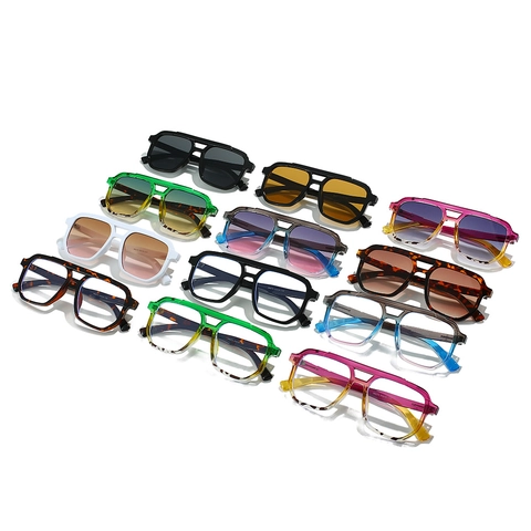 Fashion Double Bridge Aviator Sunglasses PC Gradient Lens UV400 Protection Retro Oversized Eyewear Men Women