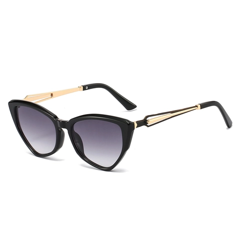 Occhiali Da Sole Gatto Per Donna Oversize Protezione UV400 Lenti Sfumate Con Astine In Metallo Traforate Stile Retrò