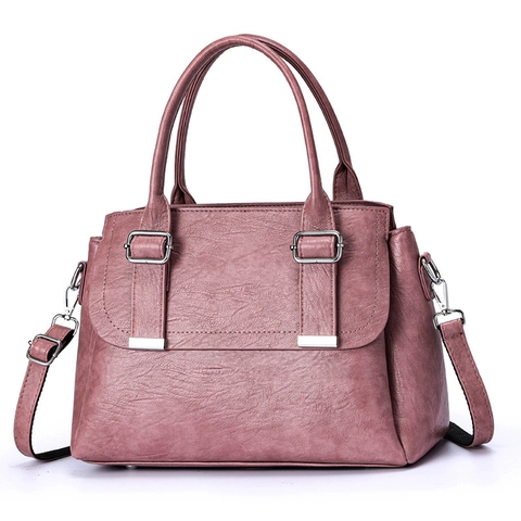 Women Handbag PU Leather Lychee Pattern Large Capacity Shoulder Crossbody Bag Retro Simple Solid Color Commute