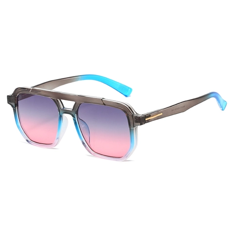 Vintage Aviator Sunglasses Double Bridge Large Square PC Frame UV400 Gradient Lens Fashion Eyewear For Men Women