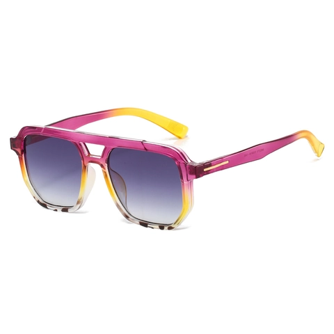 Vintage Aviator Sunglasses Double Bridge Large Square PC Frame UV400 Gradient Lens Fashion Eyewear For Men Women