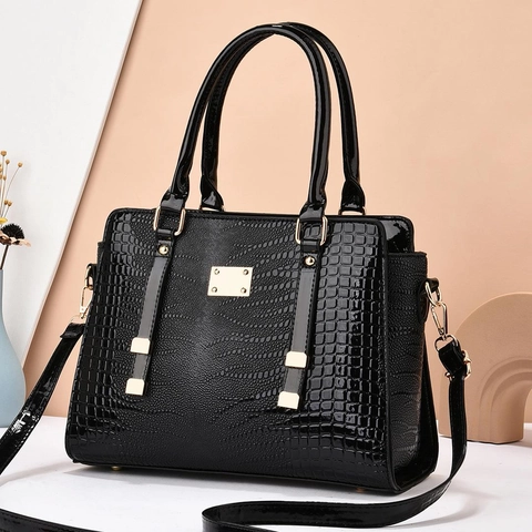 Women Handbag PU Leather Crocodile Pattern Large Capacity Crossbody Shoulder Bag Elegant Office Street Tote Handbag