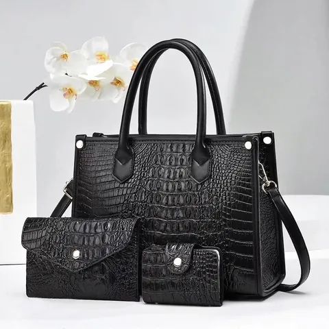 Dames Handtassen Krokodillenpatroon PU Leer Grote Capaciteit Tote Envelop Clutch En Portemonnee Vintage Retro
