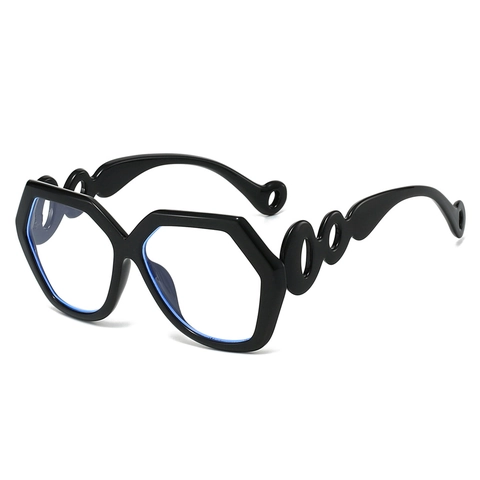 Occhiali Anti Luce Blu Con Montura Grande Quadrata Alla Moda PC Esagono Geometrico Aste A Catena Cava Occhiali Decorativi Donna Uomo