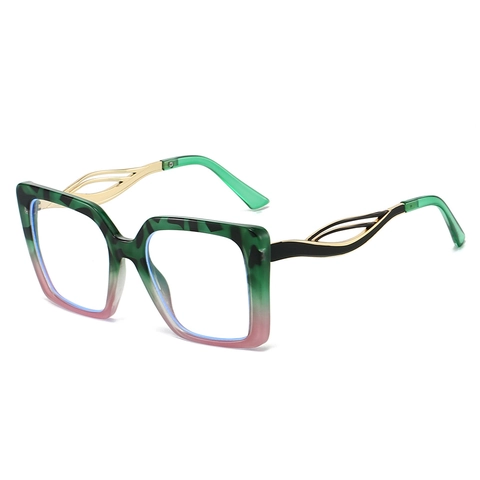 Montature Per Occhiali Quadrati Oversize Anti Luce Blu PC Metallo Aste Traforate Moda Retro Tendenza Per Donna Uomo