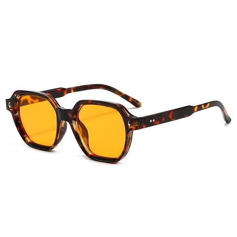 Vintage Polygonal Sunglasses Women Fashion Square Frame UV400 PC Frame AC Lens Metal Rivet Sunglasses Driving Eyewear