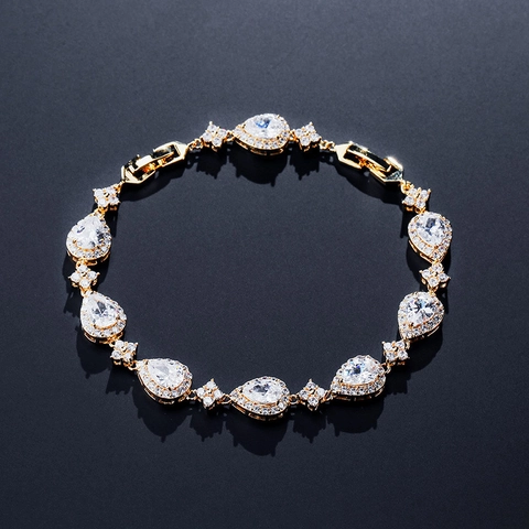 Elegantes Armband Aus Kupfer Mit Zirkonia Birnenform Wasserfall Luxus Glänzender Schmuck Für Damen Hochzeit Party