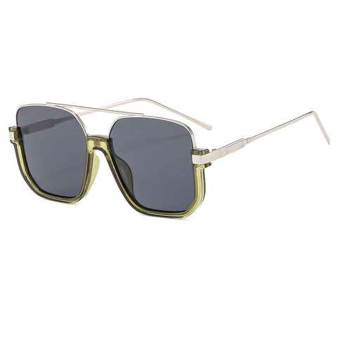 Vintage Quadratische Sonnenbrille Doppelsteg Metall PC Rahmen UV400 Schutz Großer Rahmen Retro Street Style Accessoire Unisex