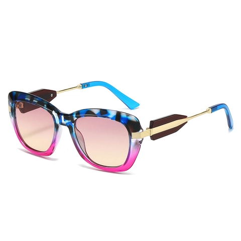 Retro Polygonal Sunglasses For Women Fashion UV400 Gradient PC Lens Metal Temples Outdoor Decorative Eyewear