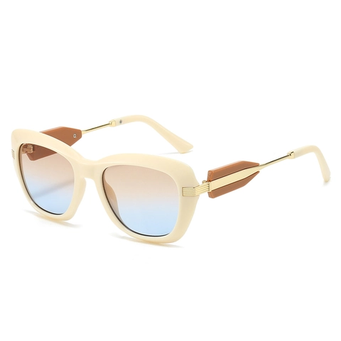 Retro Polygonal Sunglasses For Women Fashion UV400 Gradient PC Lens Metal Temples Outdoor Decorative Eyewear