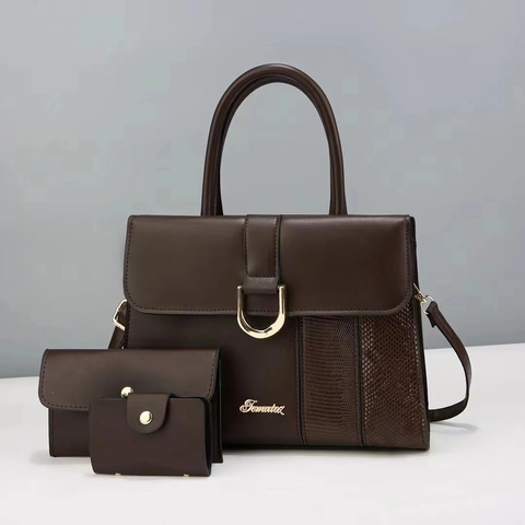 Collezione Di Borse Da Donna Include Grande Borsa Tote Borsa A Tracolla Portafoglio Lungo E Portacarte Pelle PU Trama Pelle Di Serpente Elegante Fibbia Oro