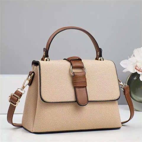 Borsa A Mano Da Donna Tessuto Intrecciato Pelle PU Patta Fibbia In Metallo Manico Superiore Tracolla Elegante Stile Vintage