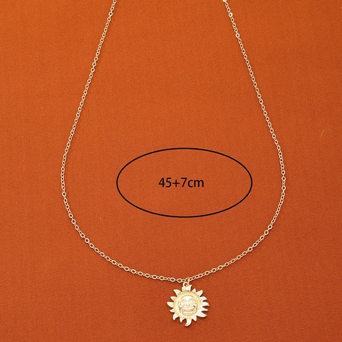 Sonne Gesicht Anhänger Halskette Legierung Golden Mode Anthropomorphen Himmlischen Stil Schmuck Für Frauen Elegant Trendy Geschenk