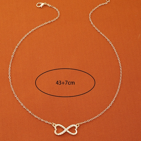 Infinity Herz Anhänger Halskette Legierung Gold Strass Elegante Modeschmuck Für Frauen Geschenk