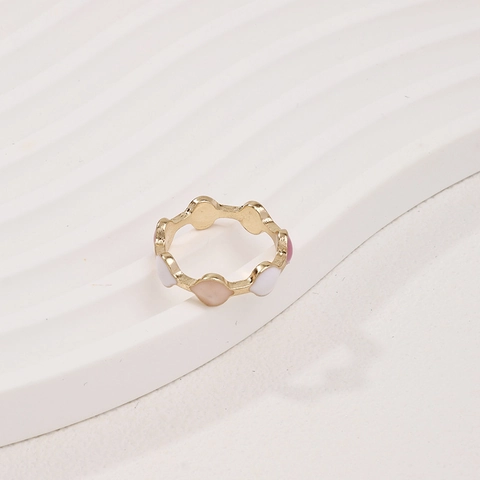 Emaille Wellenring Legierung Vergoldet Wellenrand Rosa Weiß Tropföl Dopamin Mode Schmuck Für Frauen Süßer Stil