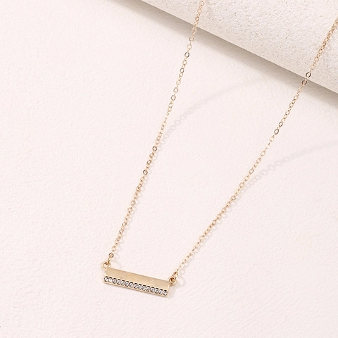 Bar Pendant Necklace Alloy Rhinestone Minimalist Jewelry Fashion Gold Clavicle Chain For Women