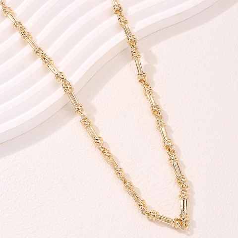Alloy Bambus Gliederkette Halskette Choker Für Frauen Minimalistische Industrielle Geometrische Plattierte Metall Verstellbare Hals