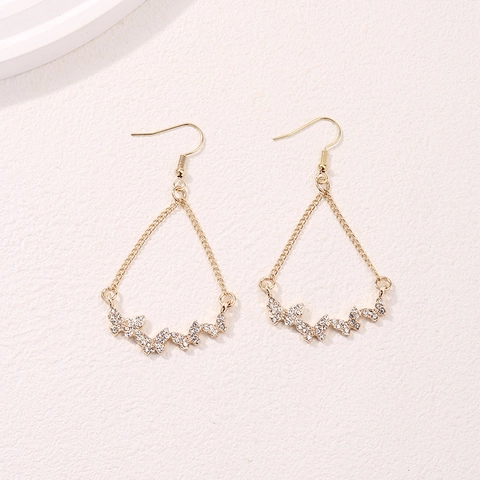 Pendientes Largos De Mariposa De Aleación Con Diamantes De Imitación Color Dorado Cadena Borla Joyería Elegante Para Mujer