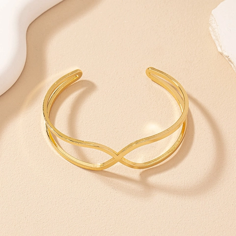 Legering Geometrische Open Armring Goud Verguld Minimalistisch Infinity Ontwerp Elegante Sieraden Voor Vrouwen