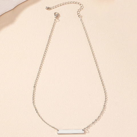 Collana Pendente Lega Geometrico Barra Rettangolare Stile Giapponese Coreano Gioielli Moda Donne Finitura Lucida